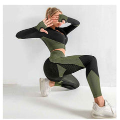 Women's Seamless Nylon Yoga Set – Short Sleeve Crop Top & High-Waist Leggings-5