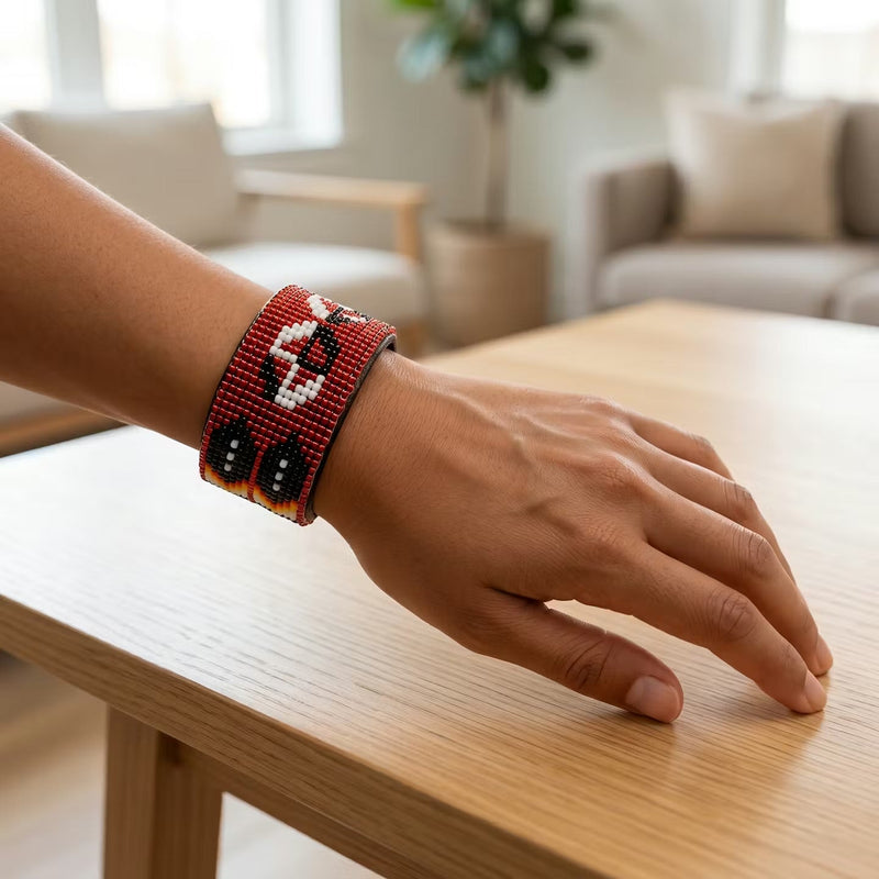 Beaded Cuff Bracelet(Red)-2