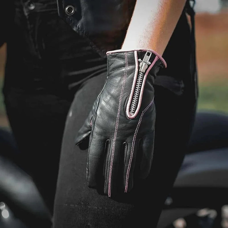 Open Road Women's Leather Motorcycle Gloves-5