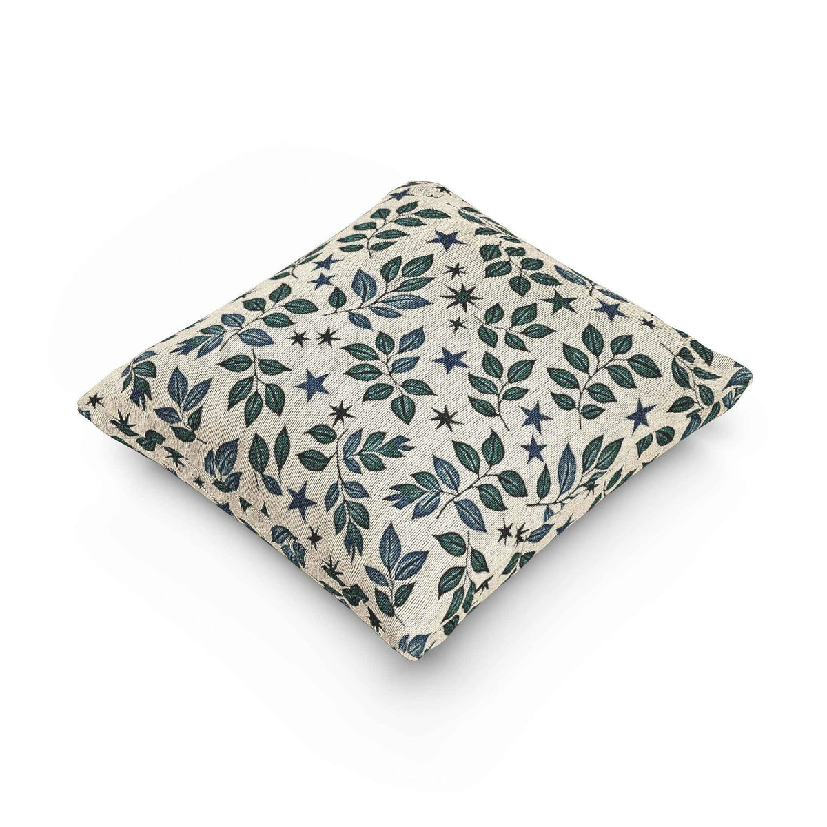 Leaf and Star Pattern Woven Pillow | Botanical Throw Cushion-7