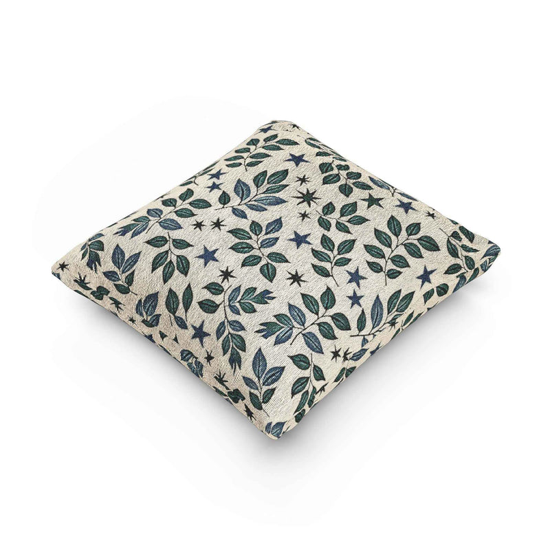 Leaf and Star Pattern Woven Pillow | Botanical Throw Cushion-7