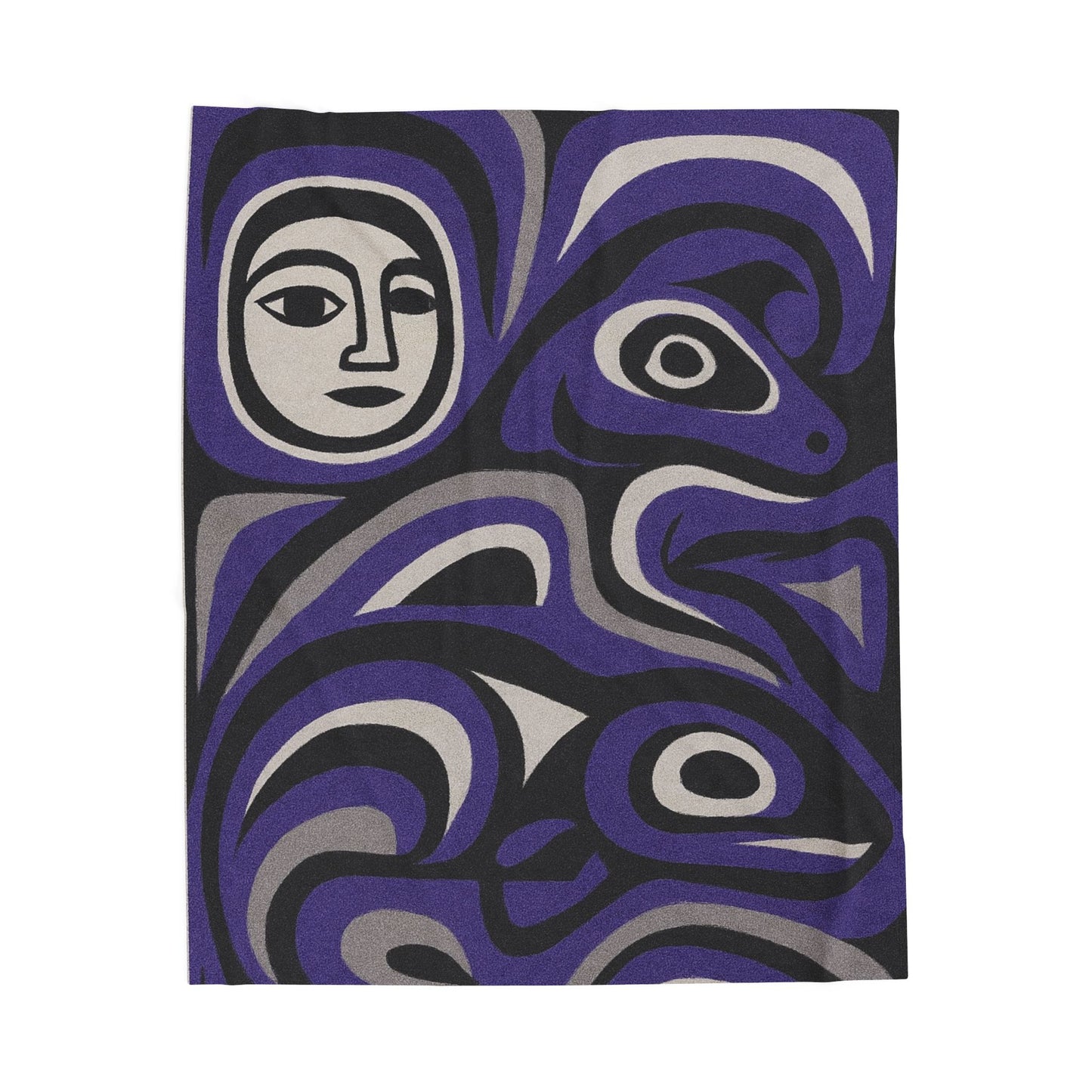 Inuit Style Abstract Velveteen Throw Blanket