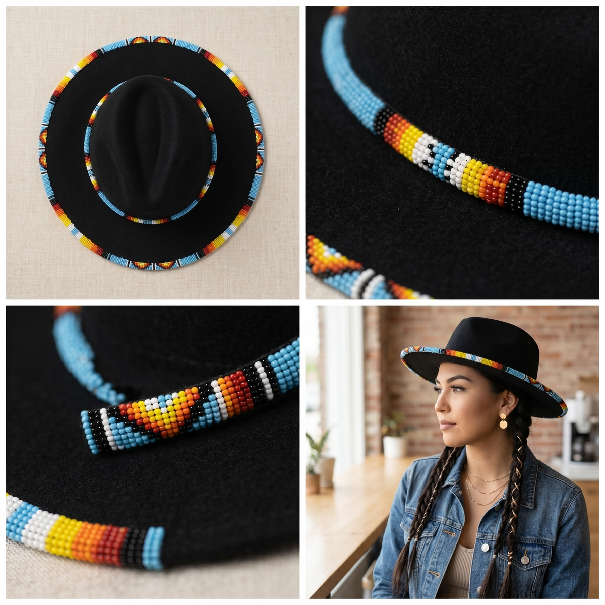 Size-62 Handmade Beaded Hat-8