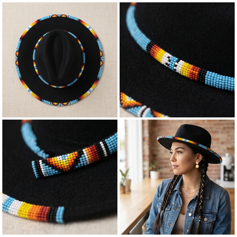 Size-62 Handmade Beaded Hat-8