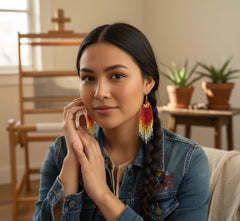 Red Firebird Spirit Beaded Earrings-2