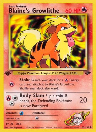 Blaine's Growlithe 62/132 - Gym Challenge 1st Edition-1