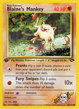 Blaine's Mankey 63/132 - Gym Challenge Unlimited-1