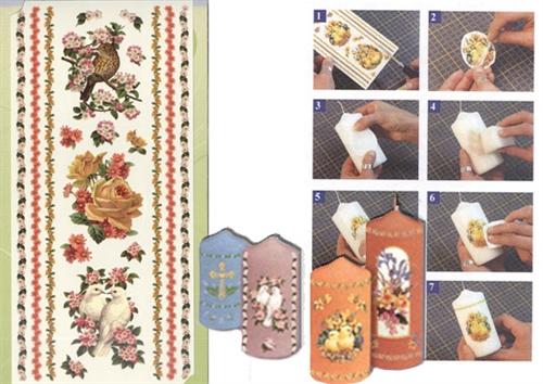 Candle Transfers - Bird, Roses and Pigeons Border-1