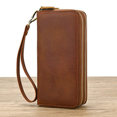 Men Genuine Leather Embossed Long Wallet Vintage Business Clutch-6