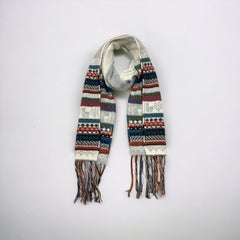 Grey and White Handmade Reversible Alpaca Scarf-2