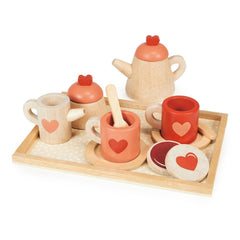 Mentari Toys Wooden Tea Time Tray Set - Pretend Play - Ages 3+-1