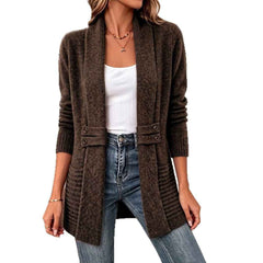 Women's Casual Double-Breasted Wool Cardigan Sweater-3