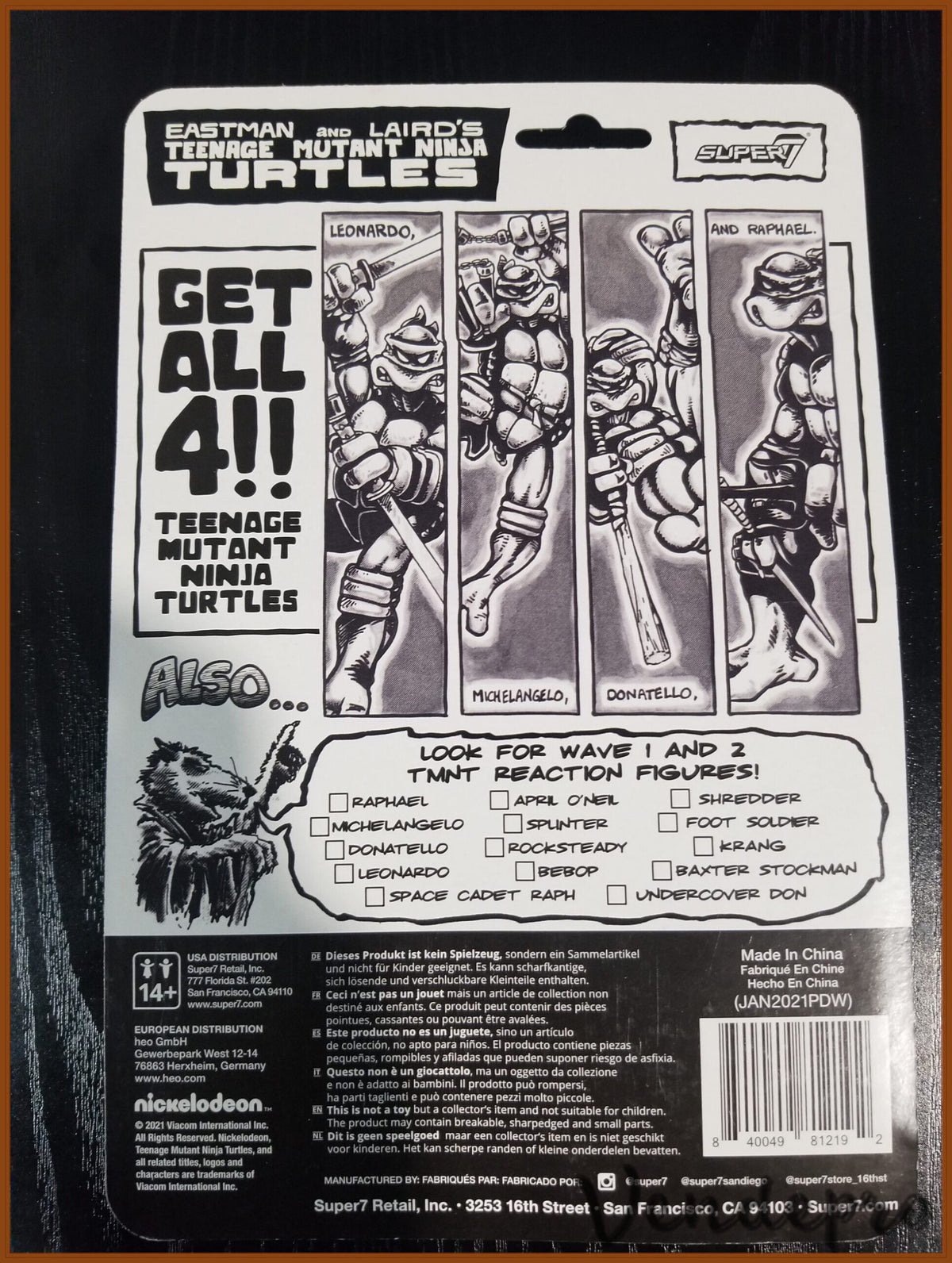 Super7 ReAction – TMNT Donatello (Mirage Variant, UPC: 840049812192)