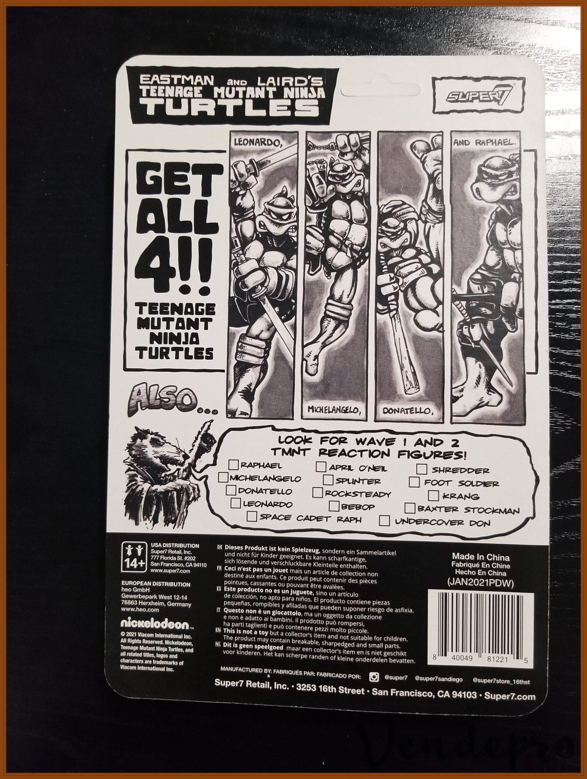 Super7 ReAction – TMNT Raphael (Mirage Variant, UPC: 840049812215)