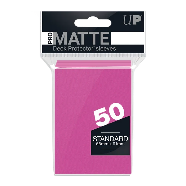 PRO-Matte Standard Deck Protector Sleeves (Bright Pink)-1