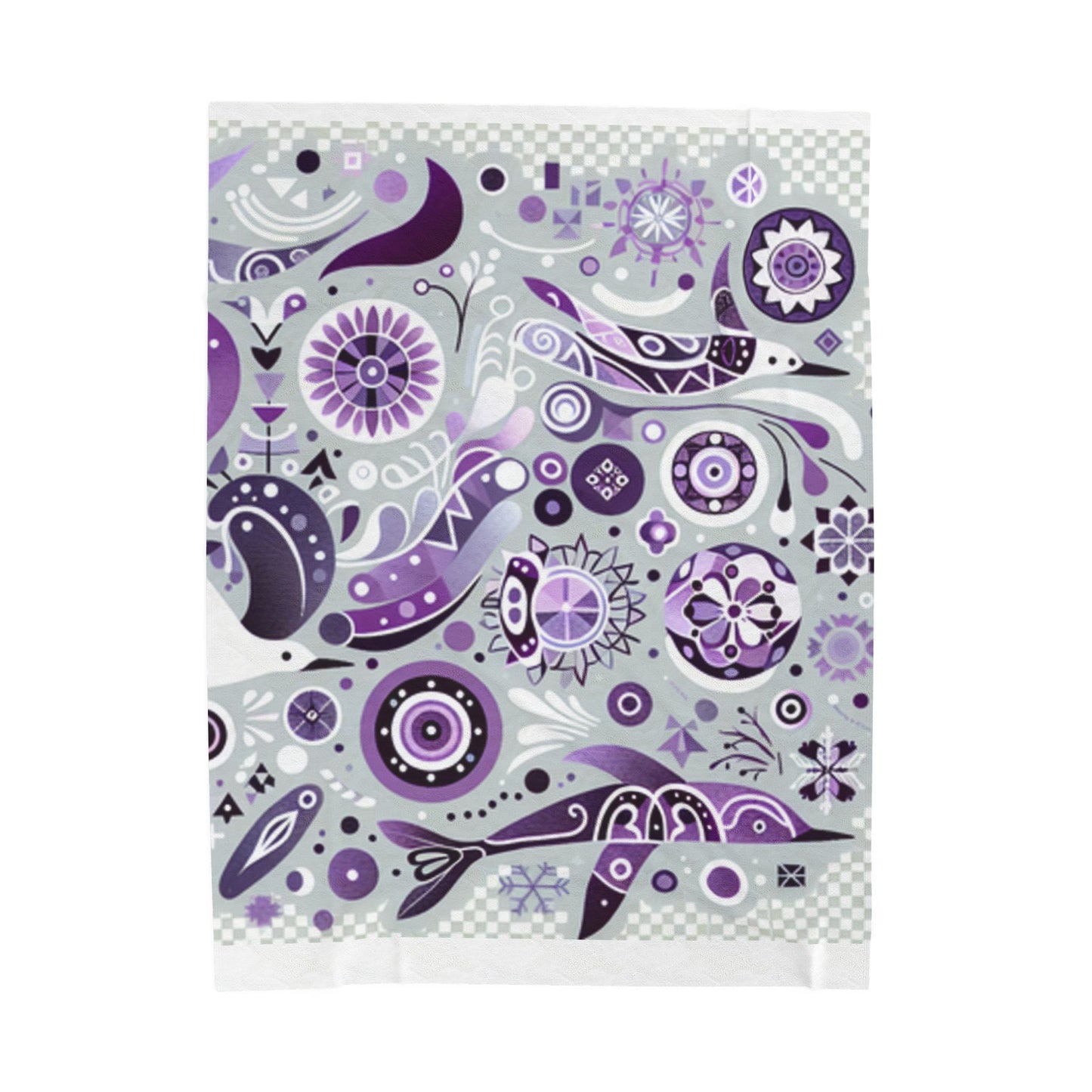 Cozy Velveteen Plush Blanket with Abstract Purple Design
