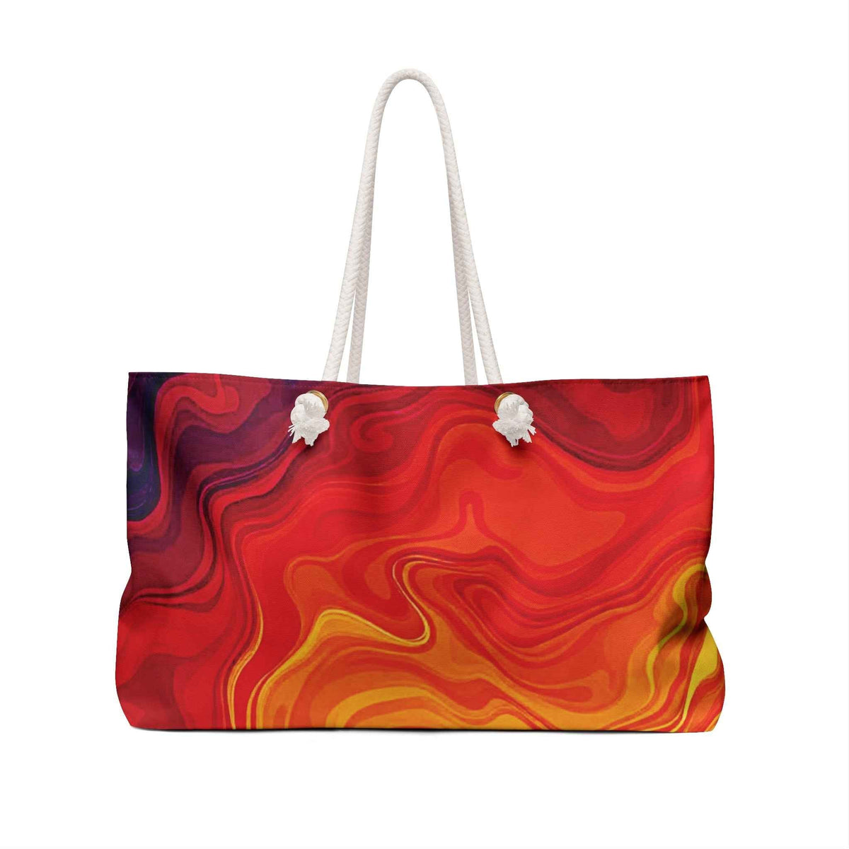 Fiery Abstract Swirl Weekender Bag | Marble Gradient Travel Tote-4
