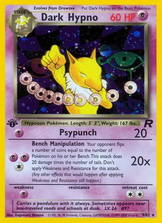 Dark Hypno (9) 9/82 - Team Rocket 1st Edition Holofoil-1