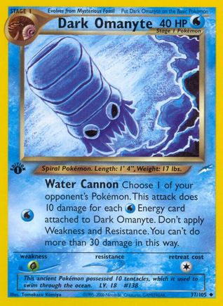 Dark Omanyte 37/105 - Neo Destiny 1st Edition-1