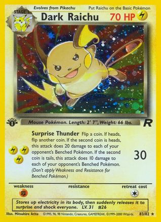 Dark Raichu 83/82 - Team Rocket 1st Edition Holofoil-1