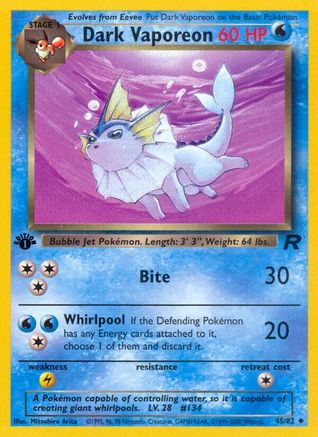 Dark Vaporeon 45/82 - Team Rocket 1st Edition-1