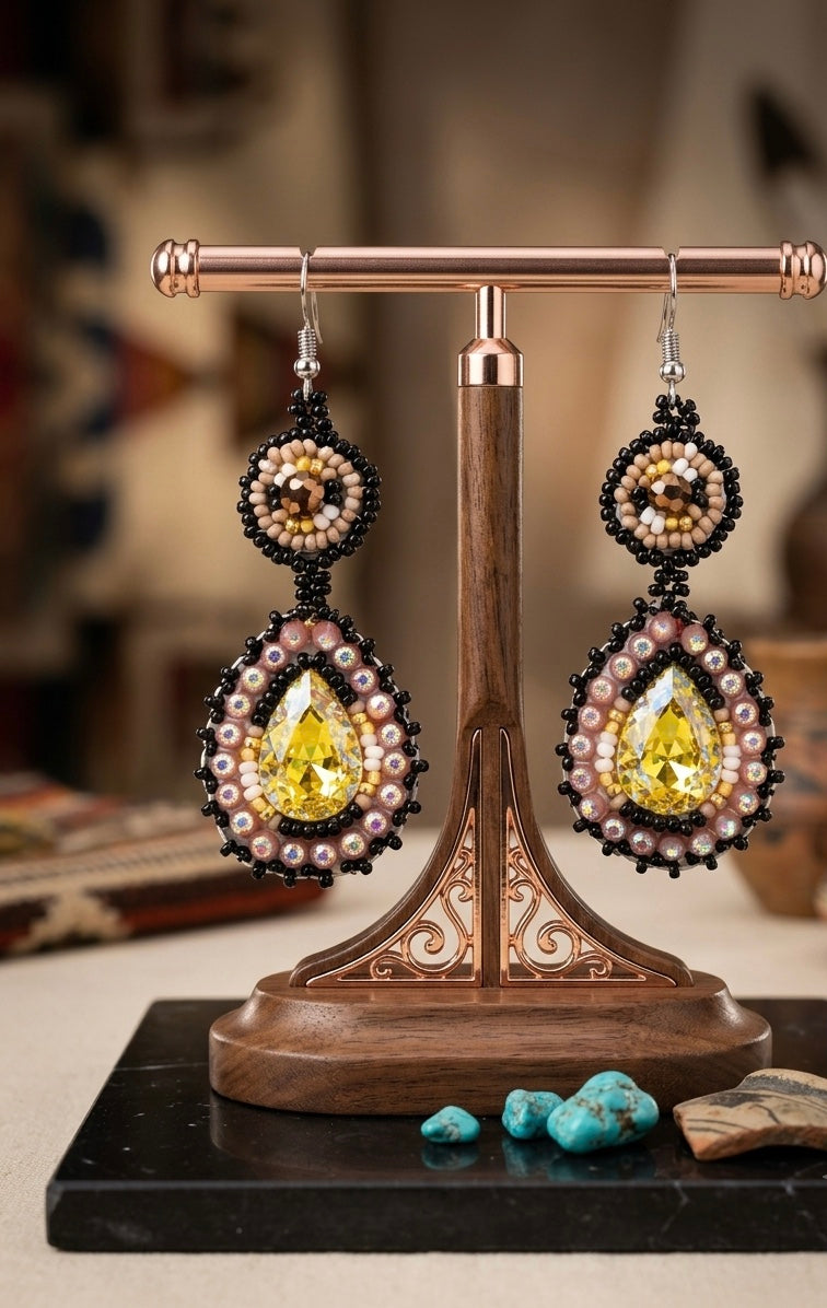 Drop Beaded Earrings. Yellow collection-1