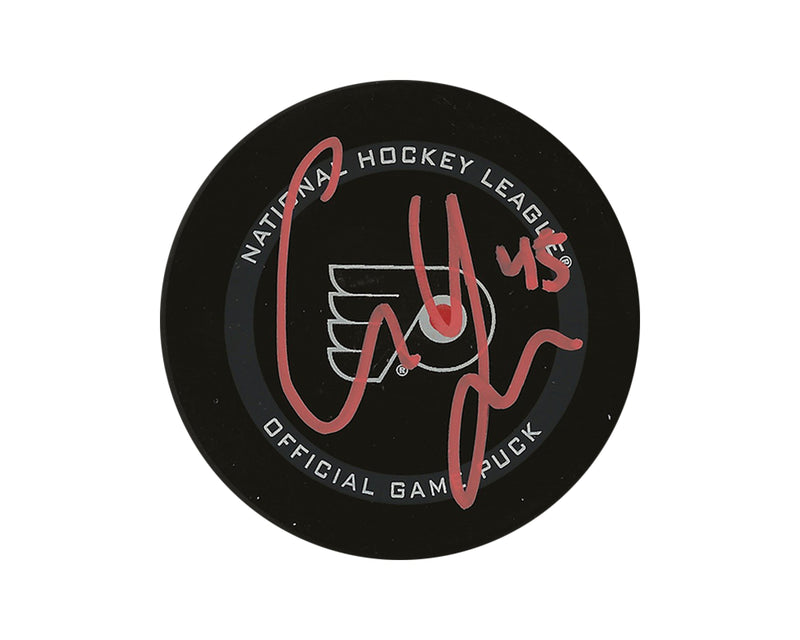 Palet de match officiel des Flyers de Philadelphie, autographié par Cam York-1