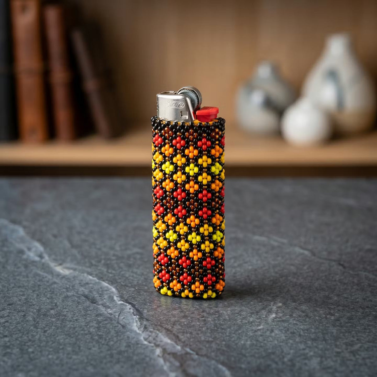 Flower Beaded Lighter Case