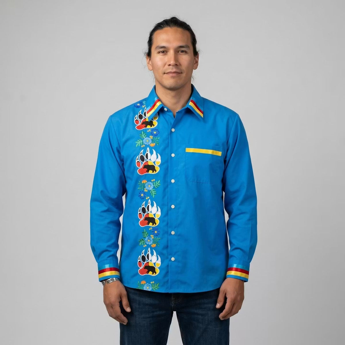 Embroidered Ribbon Shirt (Bear Paw)-2