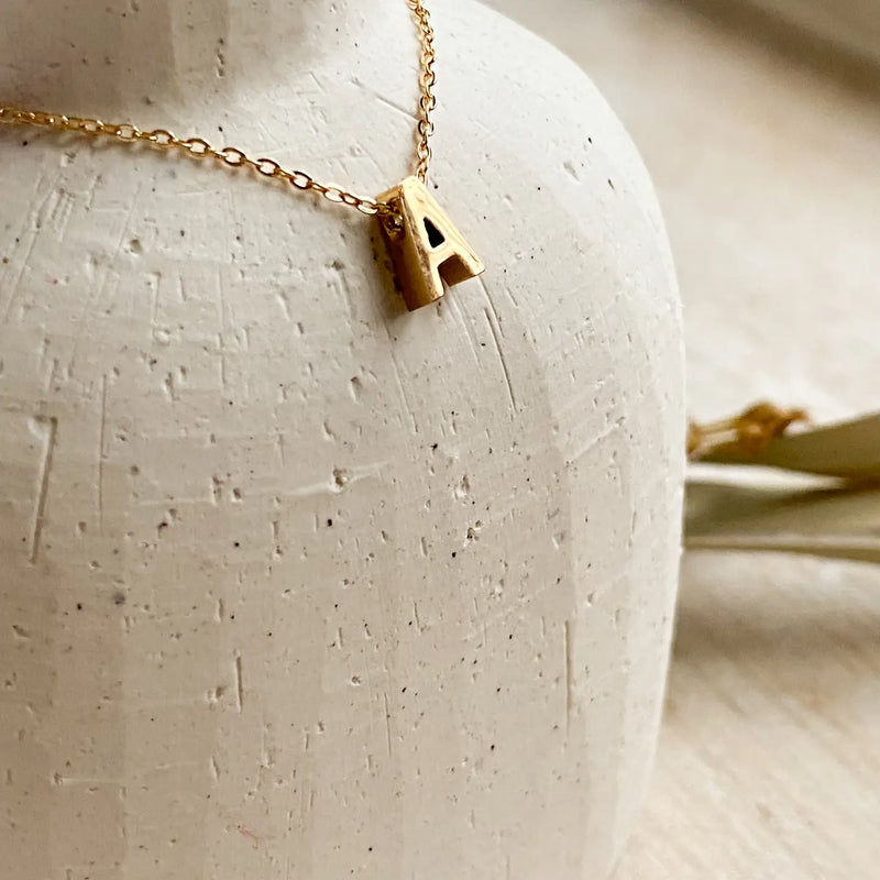 Simple Letter Necklace | Gold Plated | Agaveh-1