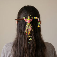 Golden Hummingbird Beaded Hair Stick-1