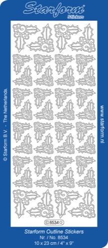 Deco Stickers - Corners - Holly & Berries-1