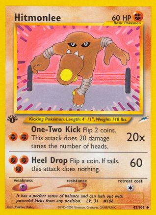 Hitmonlee 42/105 - Neo Destiny 1st Edition-1