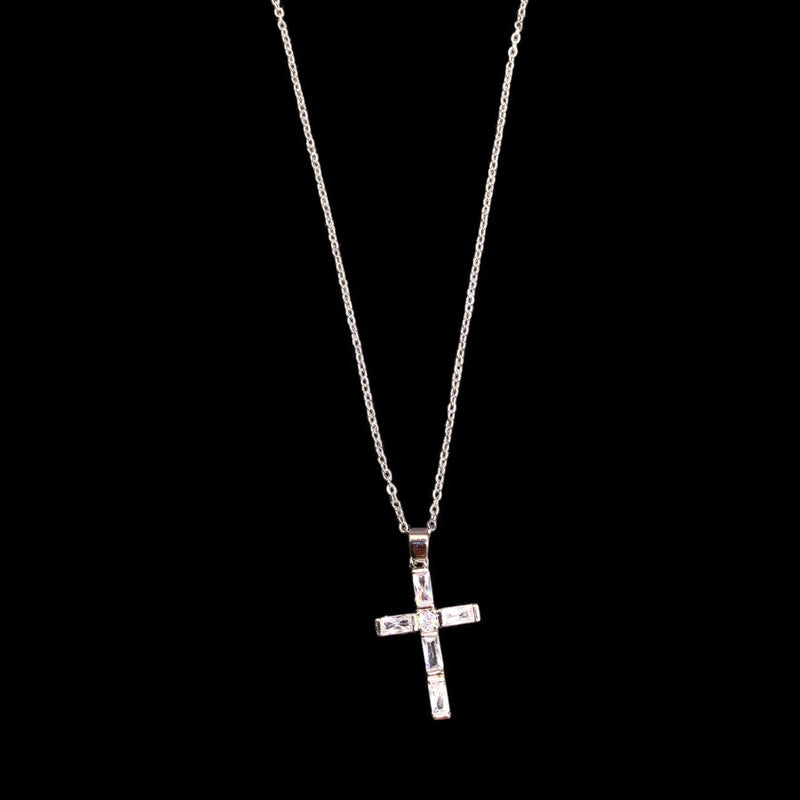 Cross Stainless Steel Necklace Pendants With Long Chain-2