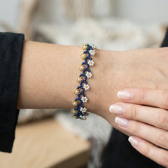 Handcrafted Floral Bracelet Blue-1