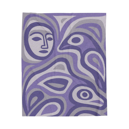 Inuit Design Abstract Velveteen Throw Blanket