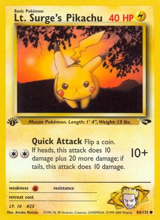 Lt. Surge's Pikachu 84/132 - Gym Challenge 1st Edition-1
