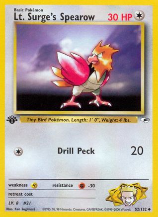 Lt. Surge's Spearow (52) 52/132 - Gym Heroes 1st Edition-1