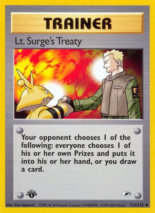 Lt. Surge's Treaty 112/132 - Gym Heroes 1st Edition-1