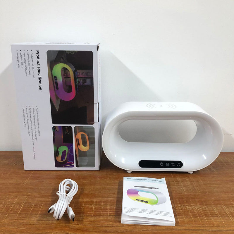 Multi-function 3 In 1 LED Night Light APP Control RGB Atmosphere Desk Lamp Smart Multifunctional Wireless Charger Alarm Clock-4