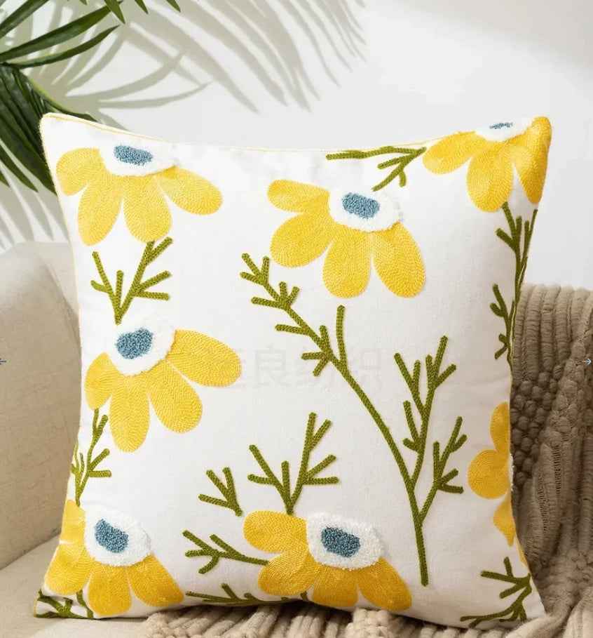 Decorative Floral Embroidered Pillow Cover-3