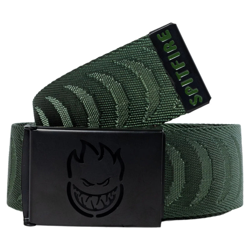 Spitfire 'Bighead Cut Out Jacquard' Web Belt - Olive/Black-1