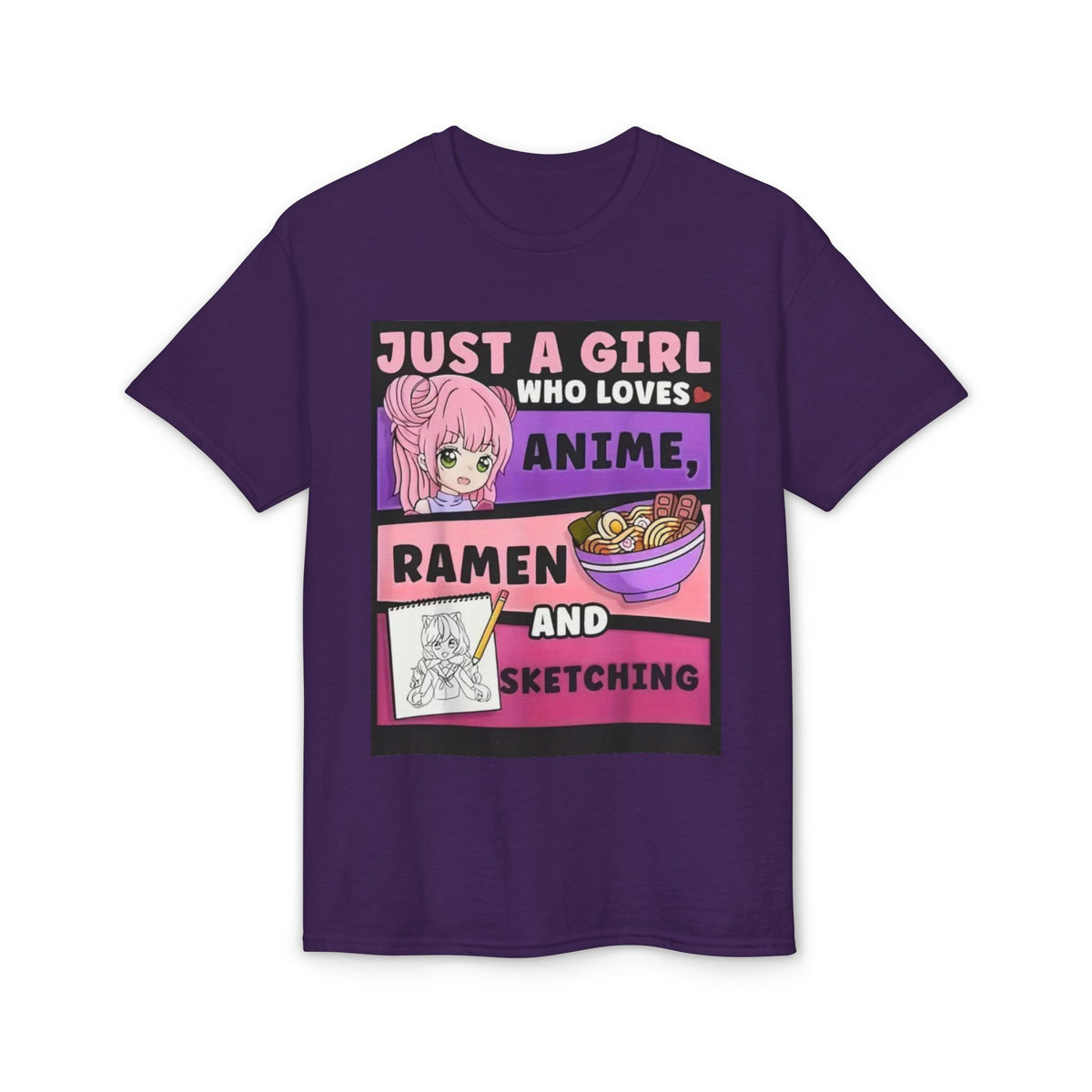 "Just a Girl Who Loves Anime Ramen and Sketching" T-Shirt-13