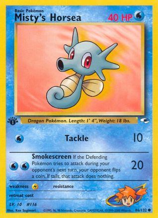 Misty's Horsea 86/132 - Gym Heroes 1st Edition-1