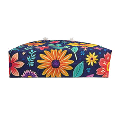 Floral Weekender Bag — Vibrant Navy Flower Travel Tote-9