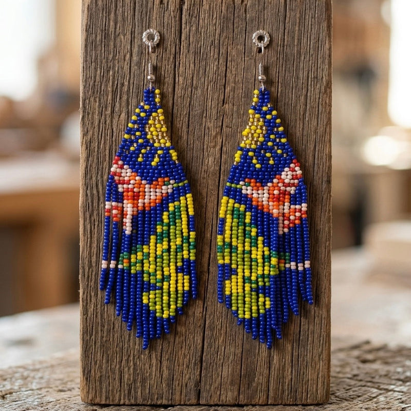 Blue Sky Dancer Beaded Earrings-6