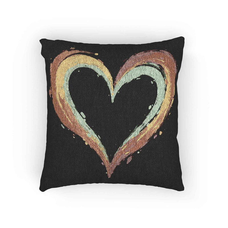 Painted Heart Pillow | Woven Decorative Pillow, Boho Heart Throw Pillow-7