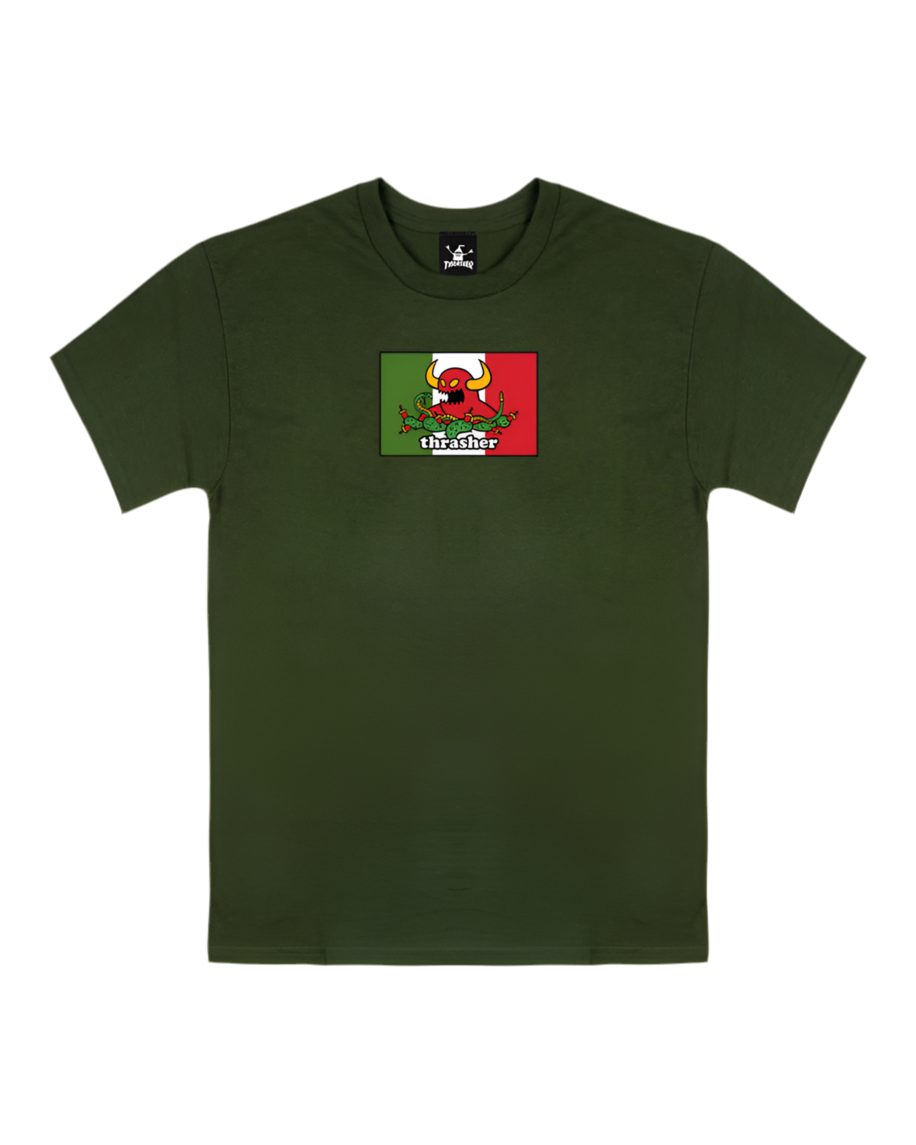 Thrasher X Toy Machine 'Hecho' Tee - Forest Green-1