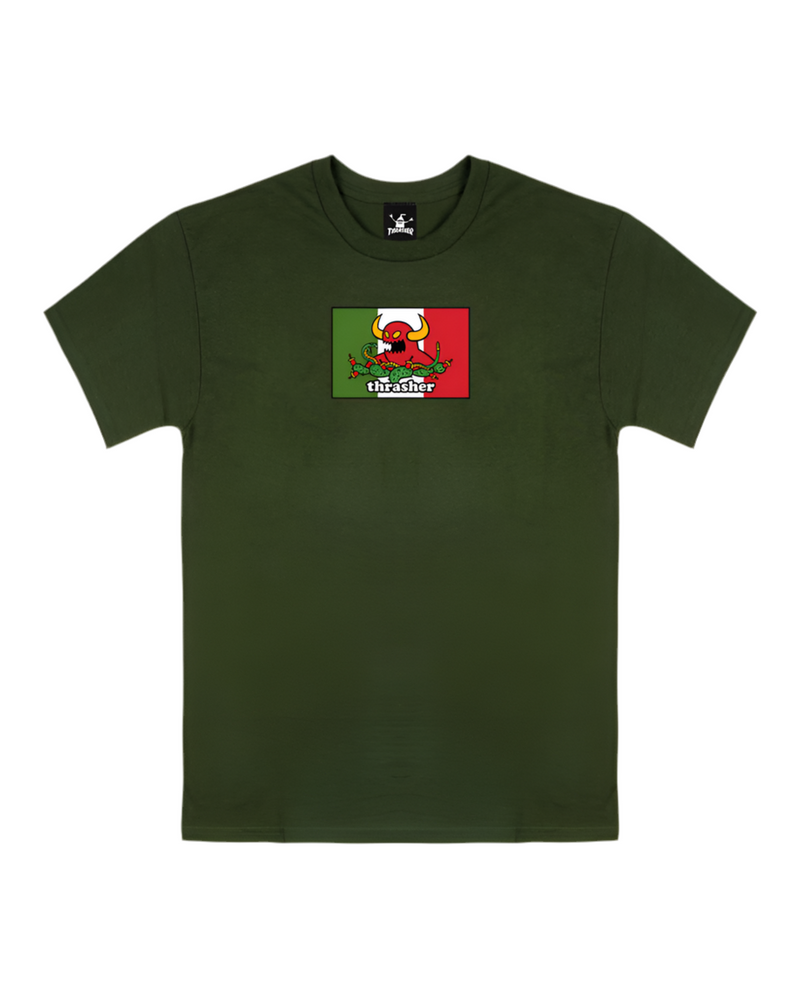 Thrasher X Toy Machine 'Hecho' Tee - Forest Green-1