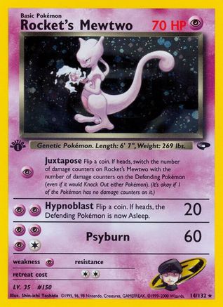 Rocket's Mewtwo/132 - Gym Challenge 1st Edition Holofoil-1